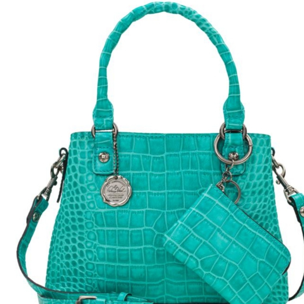 New PATRICIA NASH leather purse Aqua blue crossbody purse